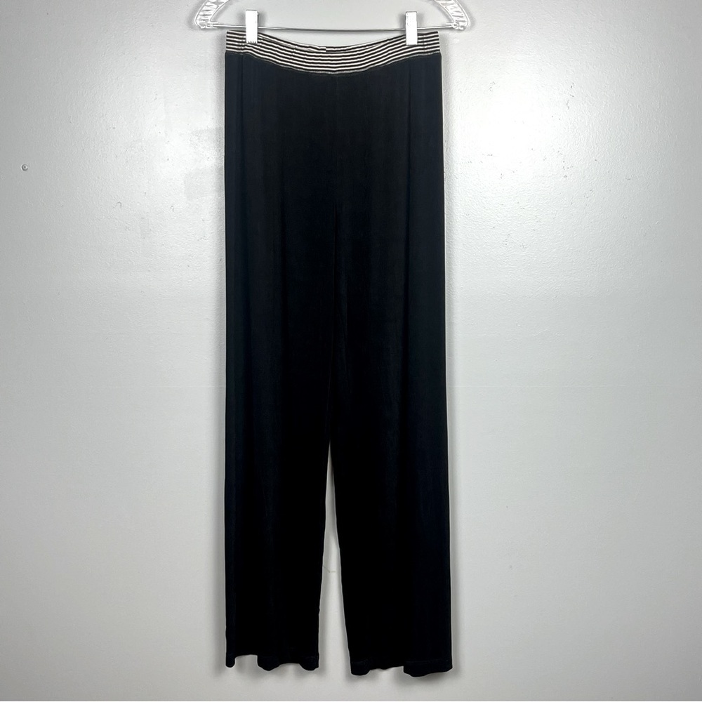 Chico's Black Wide-Leg Pants with Striped Waistband
